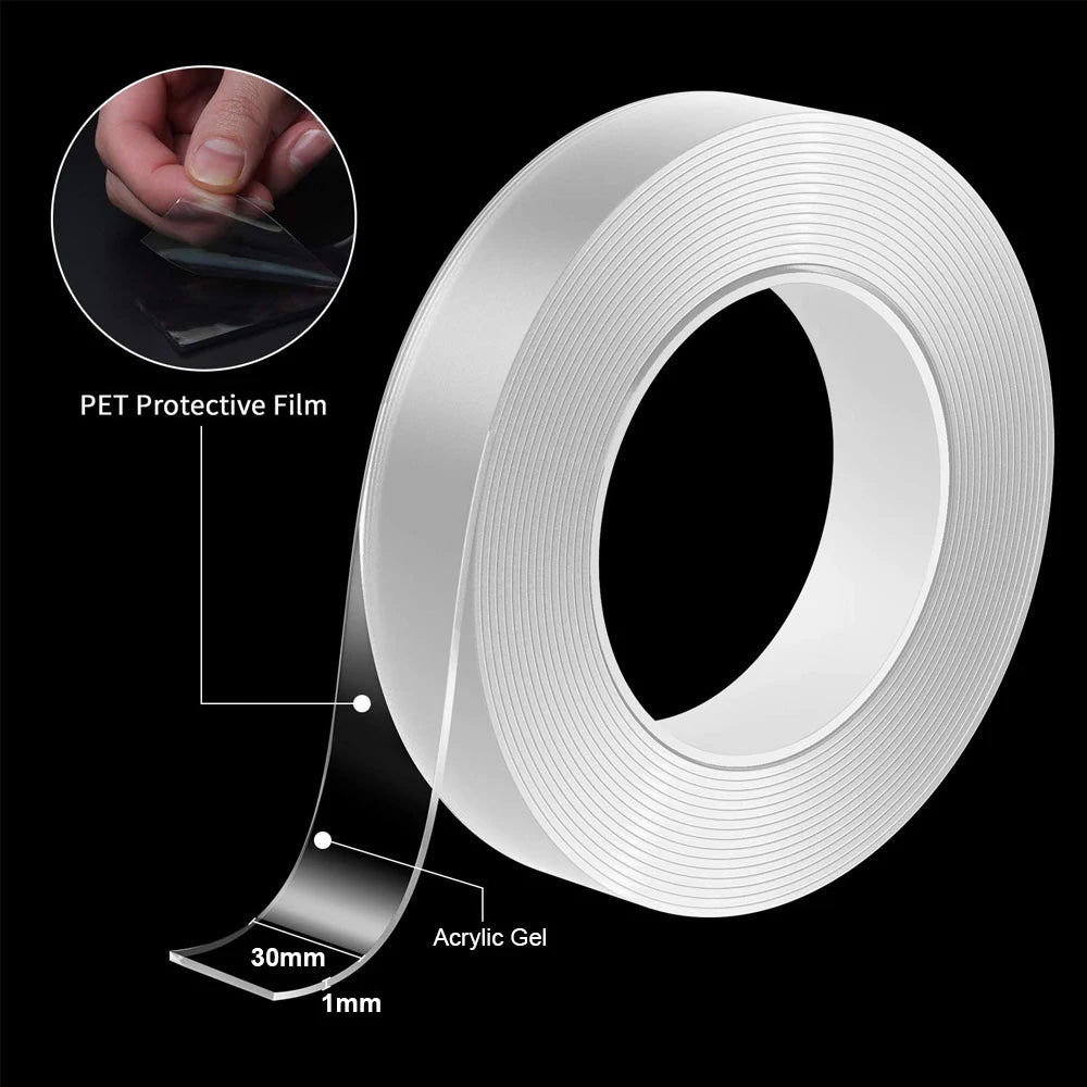 Nano Double Sided Tape 1-10M Strong Sticky Multipurpose Reusable Waterproof Mounting Tape