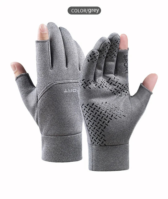 Universal 2 cut fingers Gloves Winter Fishing Anti-slip Angling