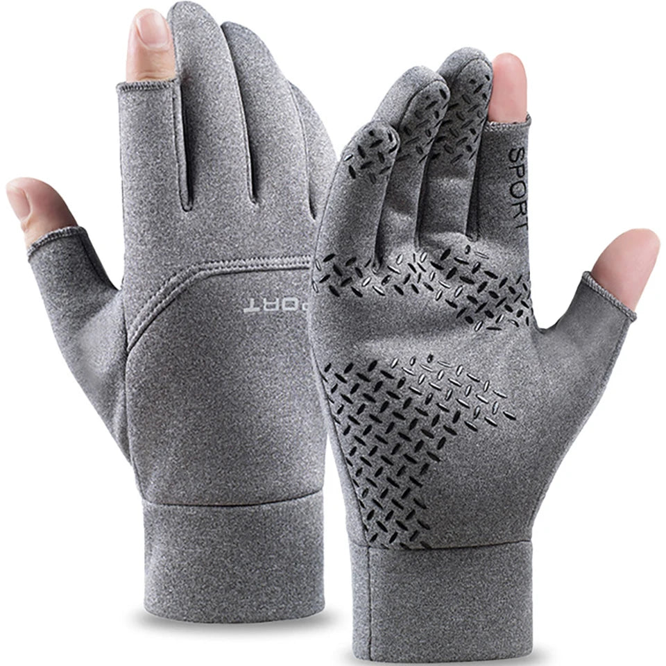 Universal 2 cut fingers Gloves Winter Fishing Anti-slip Angling