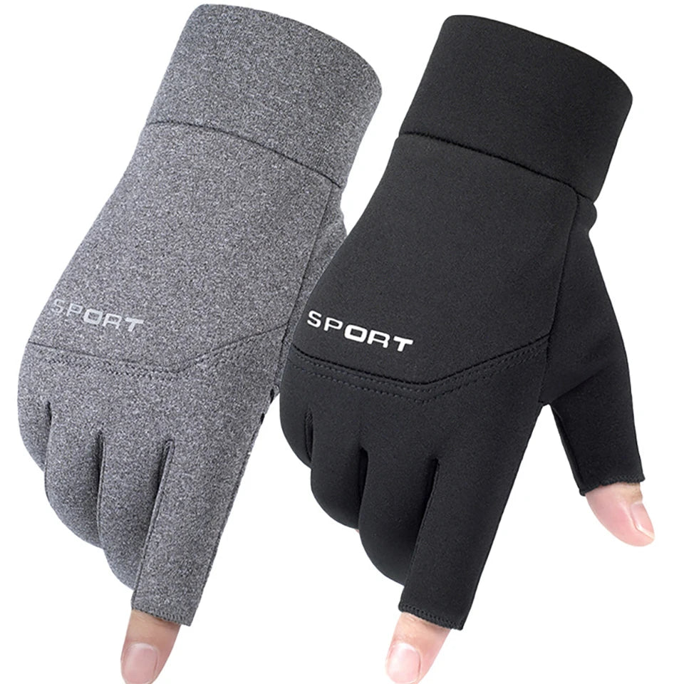 Universal 2 cut fingers Gloves Winter Fishing Anti-slip Angling