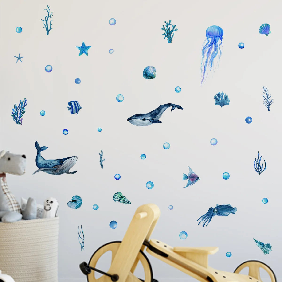 Marine Animals Blue Luminous Wall Stickers