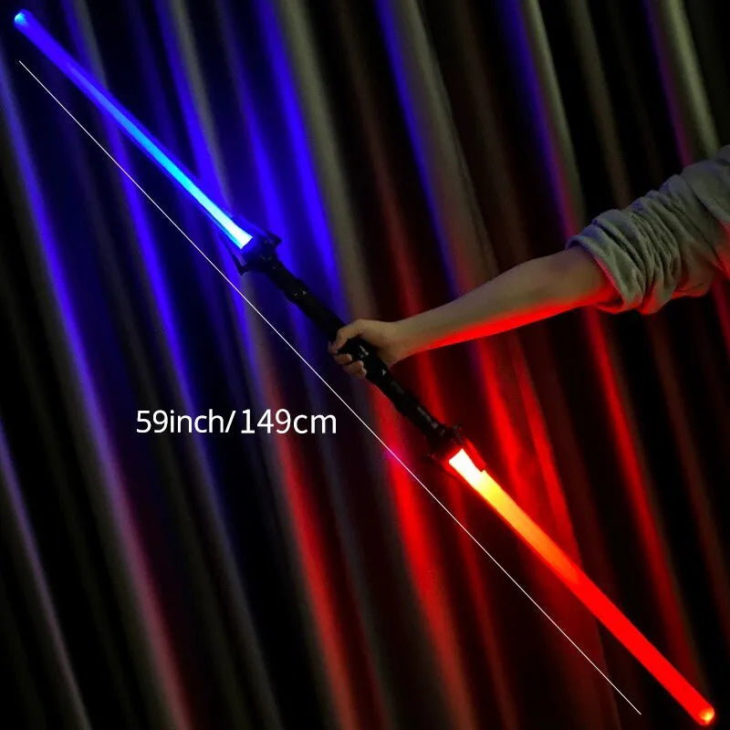 2PCS 2-in-1 Laser Sword Red and Blue Double Saber Transformation Children's Gift Cosplay Weapon Boy Toy