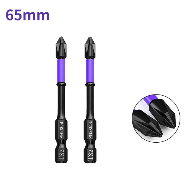 2pcs Non-slip PH2 Magnetic Batch Head Cross Screwdriver Hardness Drill Bit Screw Driver Hand Tools 25/50/65/70/90/150mm