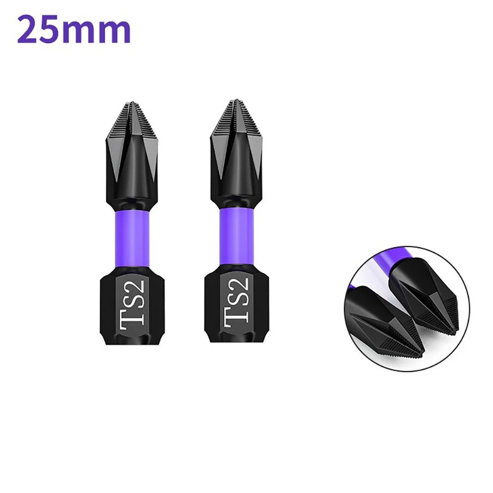 2pcs Non-slip PH2 Magnetic Batch Head Cross Screwdriver Hardness Drill Bit Screw Driver Hand Tools 25/50/65/70/90/150mm