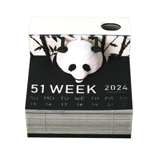 3D Notepad 3D Art Calendar 2024 Cute Panda Memo Pad Kawaii 3D Sticky Note Blocks 3D Note Paper Carving Model Gift