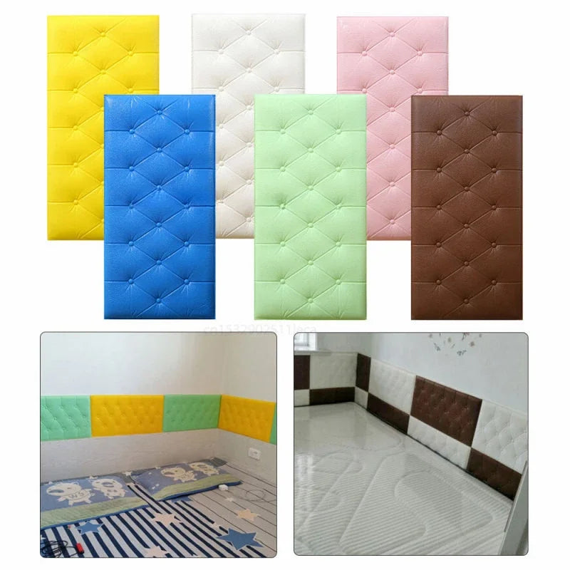 3D Sticker for Wall DIY Foam Soft Bag Tiles Wall Panels Home Decor Leather Waterproof Self Adhesive Wallpaper Kids Room 30*60cm