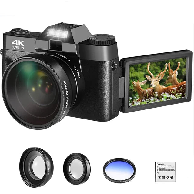 48MP Digital Camera Vlogging Camera 4K Video Camera for YouTube with WiFi 3" Flip Screen Camcorder 16X Zoom Blogging Cameras