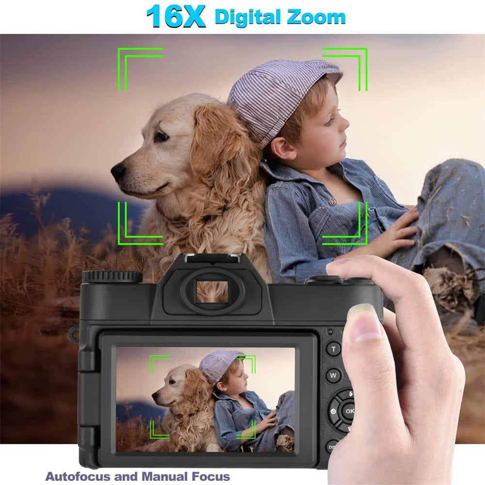 48MP Digital Camera Vlogging Camera 4K Video Camera for YouTube with WiFi 3" Flip Screen Camcorder 16X Zoom Blogging Cameras