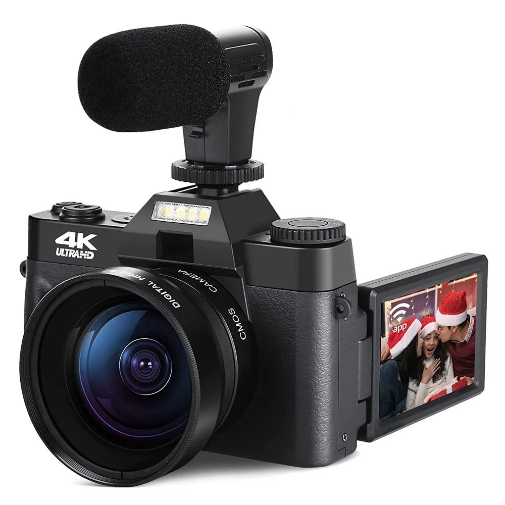 48MP Digital Camera Vlogging Camera 4K Video Camera for YouTube with WiFi 3" Flip Screen Camcorder 16X Zoom Blogging Cameras