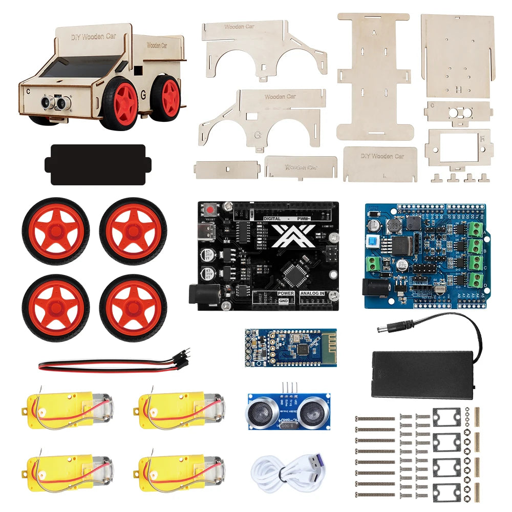 4WD Smart Automation Robot Car Kit for Arduino Programming Complete Fun Education DIY Electronics Learning Project Robot Kit