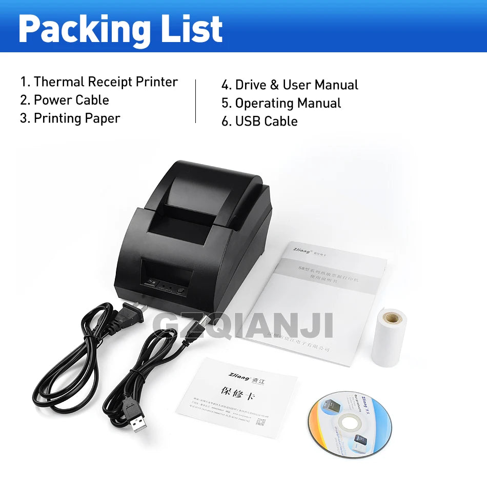 58mm Thermal USB Bluetooth 2 inch Receipt Bill Printer Barcode Scanner Laser 1D Code Reader Pos System for Supermarket Inventory