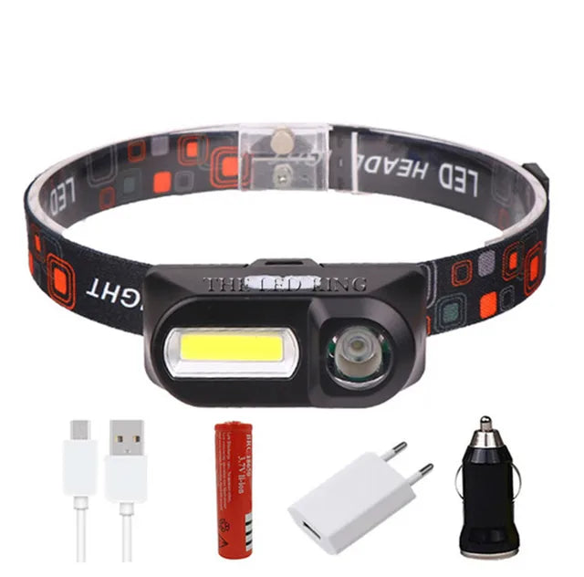 6000lumens Led Headlamp 6 modes XPE+COB Headlight Head Torch Flashlight Head lamp by 18650 battery for Fishing Hunting