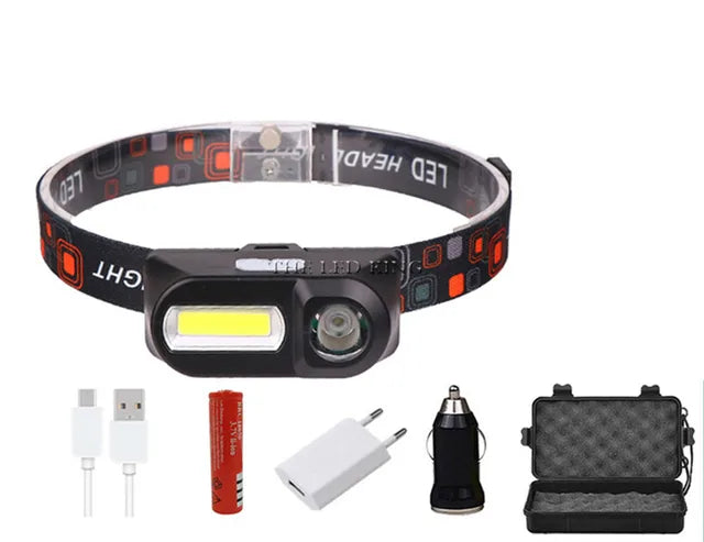 6000lumens Led Headlamp 6 modes XPE+COB Headlight Head Torch Flashlight Head lamp by 18650 battery for Fishing Hunting