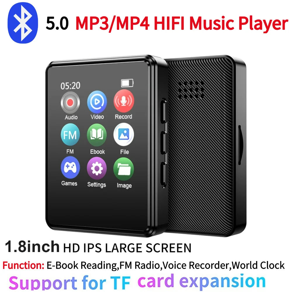 8/16/32/64G Portable Music Player 1.8inch Touch Screen MP3 Student Walkman Bluetooth-Compatible 5.0 for E-Book FM Radio