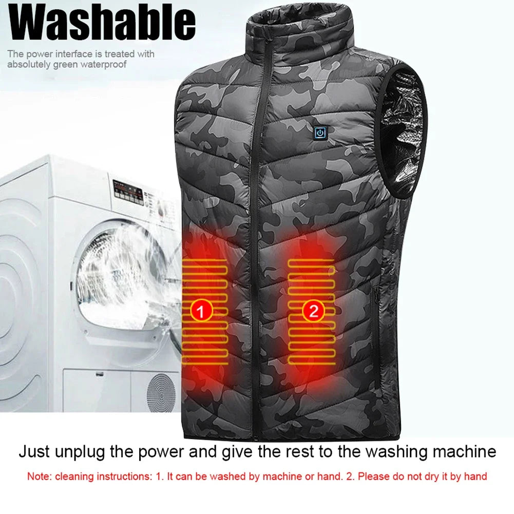 9 Heated Vest Zones Electric Heated Jackets Men's Winter Jacket Outdoor Sportswear USB Winter Heating Vest Thermal Clothing