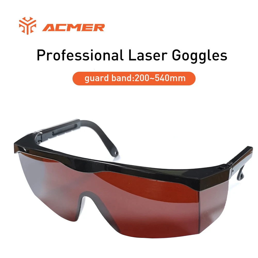 ACMER Laser Safety Glasses OD 4+ 190nm-550nm Wavelength Laser Protective Eyewear Red Goggles for CO2 Desktop Laser