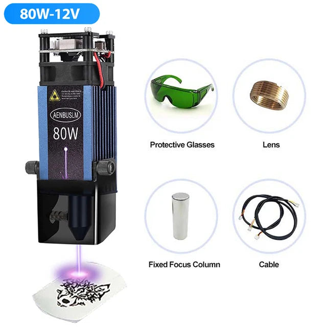 AENBUSLM 40W 80W Laser Module 450nm TTL/PWM Laser Head CNC Laser Engraving Laser Cutting Woodworking Tools Air Assist for Laser