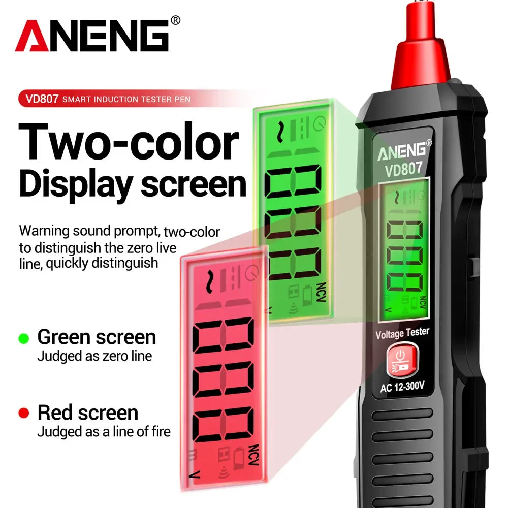 ANENG VD807 One-word Induction Portable 50/60Hz Smart Electric Pen Tester NCV Sensor AC 12-300V Non-contact Wire Detector Tools