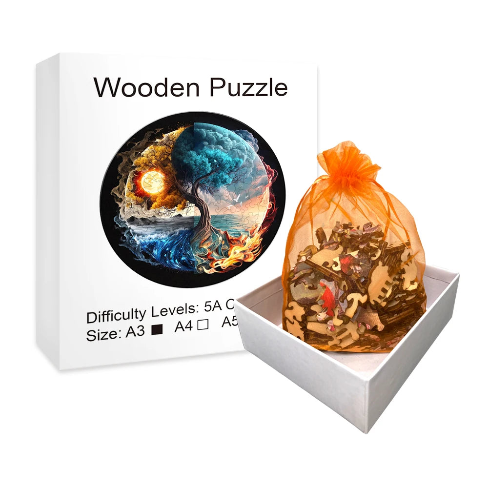 Adult Animal Wooden Puzzle Sun Tree Puzzle Box Puzzle Gift Children Adult Education Toys Children Puzzle