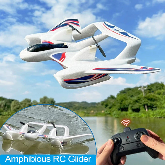 Amphibious Waterproof Gyro Stabilized EPP Foam Fixed-Wing Glider Aircraft RC Plane with LED Lights 2.4G Radio Control Airplane