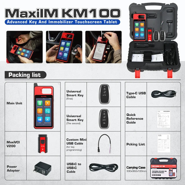 Autel MaxiIM KM100 Key Fob Programmer Immobilizer Tool Key Creation IMMO Learning Chip Read Cloning Frequency Detection PK IM508