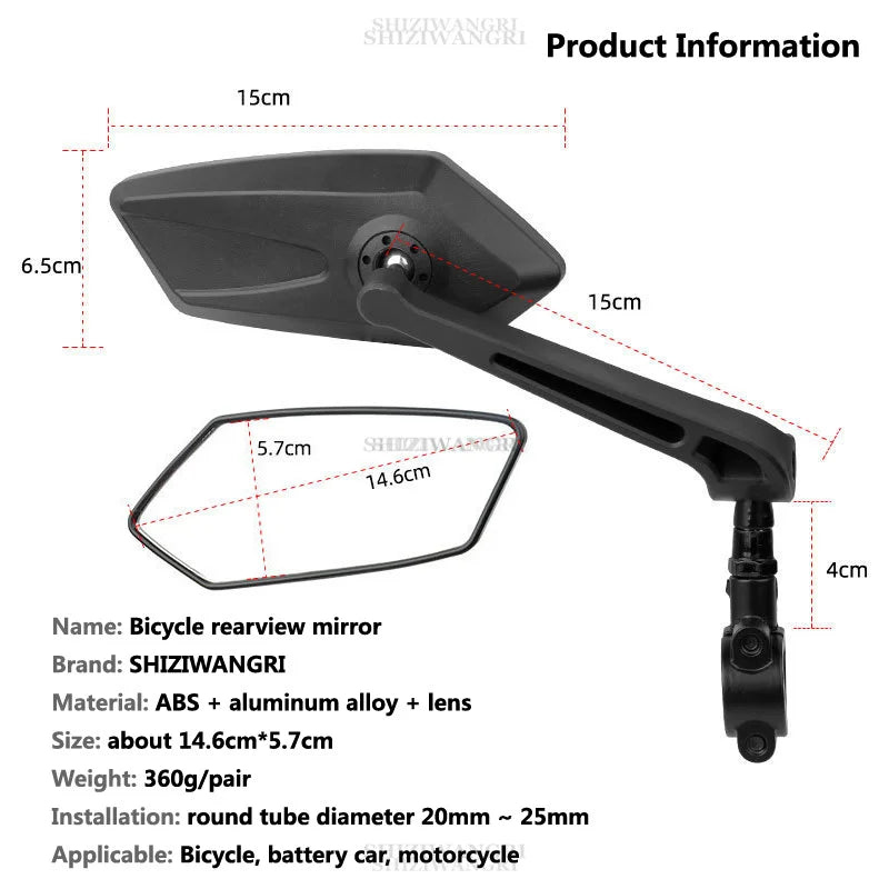 Bicycle Rear View Mirror Wide Range Back Sight Rearview Reflector Adjustable Handlebar Left Right Mirror Bike Cycling Clear