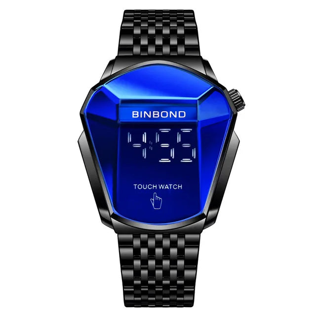 Binbond Popular Fashion Motorcycle Concept Men's Quartz Watch Luminous Steel Band Mesh Watch Touch Screen black technology watch