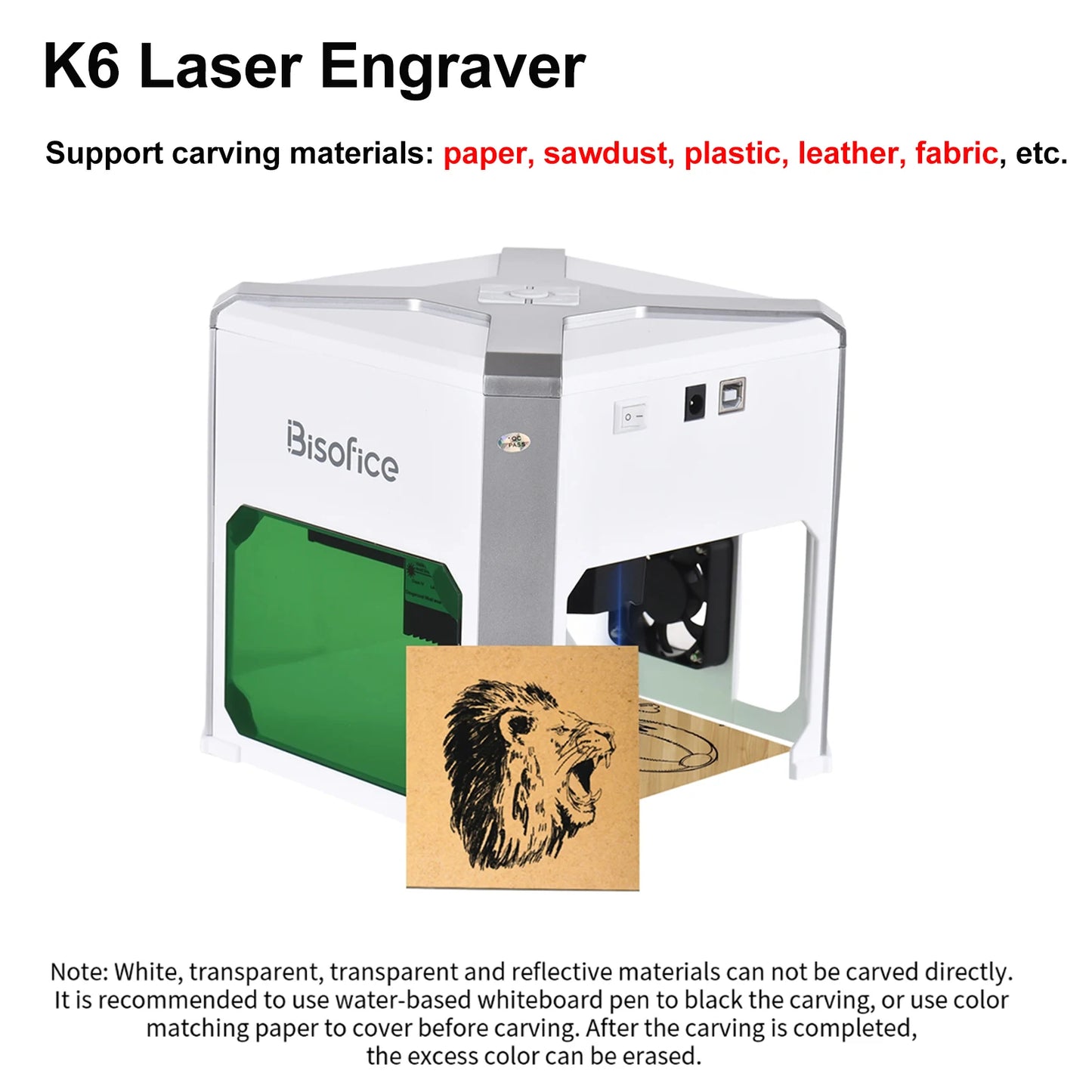 Bisofice K6 Laser Engraver Logo Marker Machine for Household Woodwork Marking Machine Support Wireless BT Mobile Phone Control