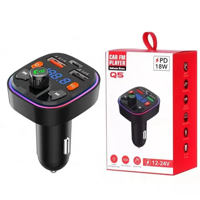 Car Kit Audio MP3 Modulator Car FM Transmitter Bluetooth 5.0 Handsfree 2.1A Player Audio Receiver 2 USB Fast Charger For iPhone