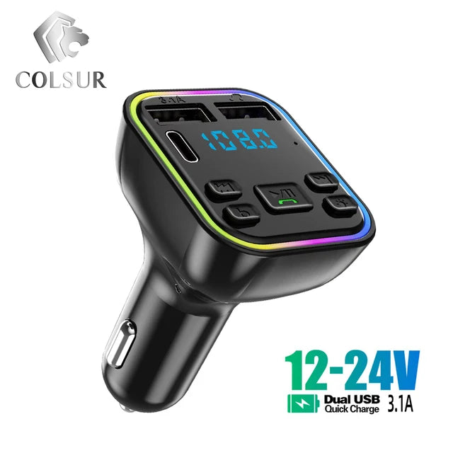 Car Kit Audio MP3 Modulator Car FM Transmitter Bluetooth 5.0 Handsfree 2.1A Player Audio Receiver 2 USB Fast Charger For iPhone