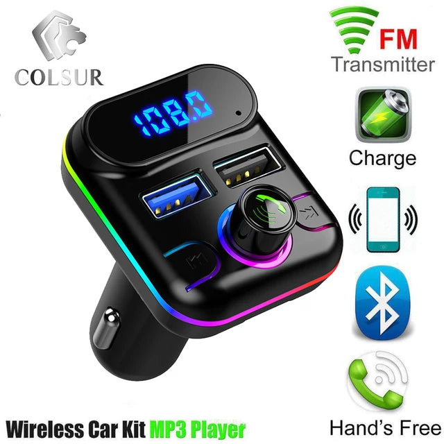 Car Kit Audio MP3 Modulator Car FM Transmitter Bluetooth 5.0 Handsfree 2.1A Player Audio Receiver 2 USB Fast Charger For iPhone