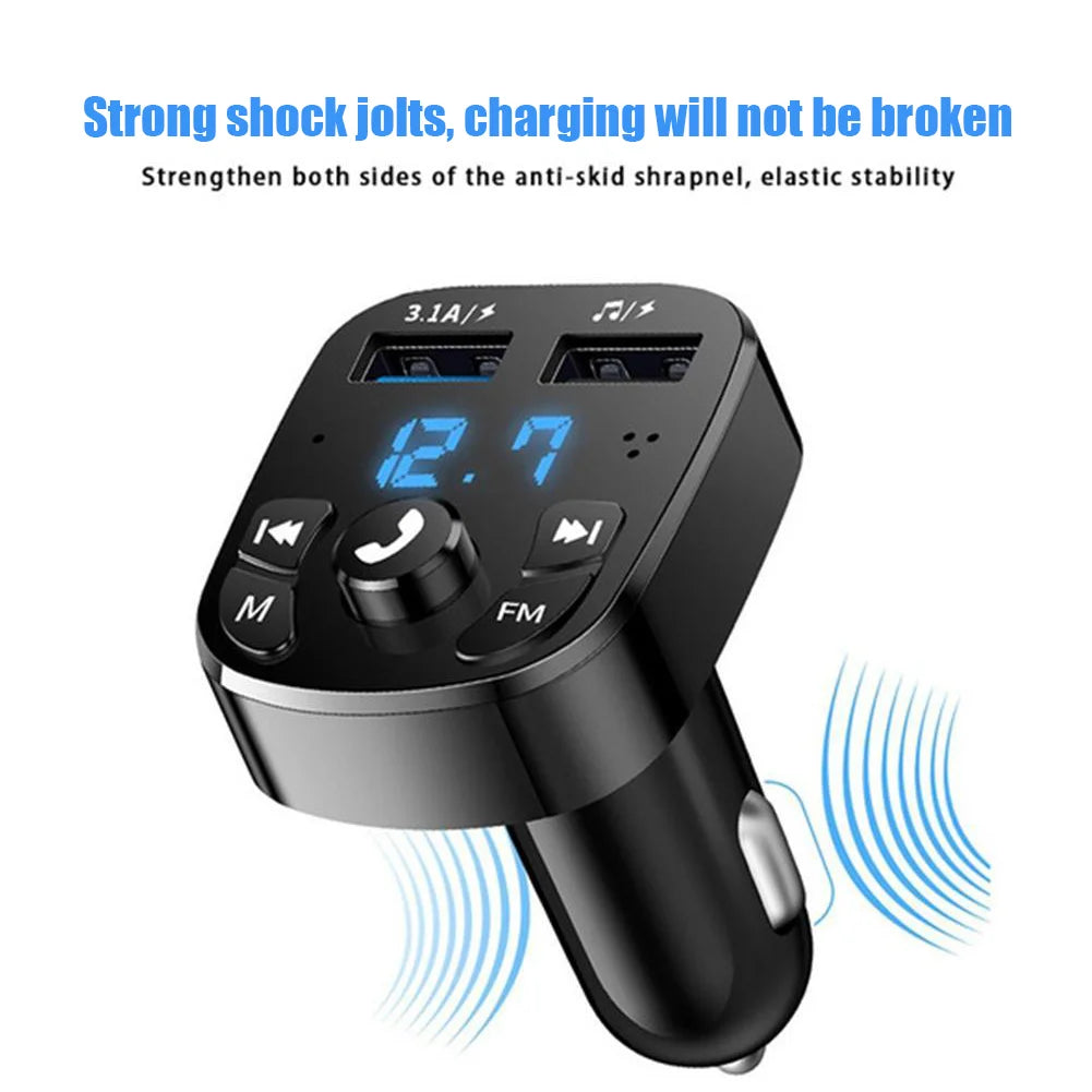 Car Kit Audio MP3 Modulator Car FM Transmitter Bluetooth 5.0 Handsfree 2.1A Player Audio Receiver 2 USB Fast Charger For iPhone