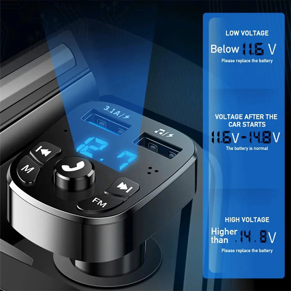 Car Kit Audio MP3 Modulator Car FM Transmitter Bluetooth 5.0 Handsfree 2.1A Player Audio Receiver 2 USB Fast Charger For iPhone