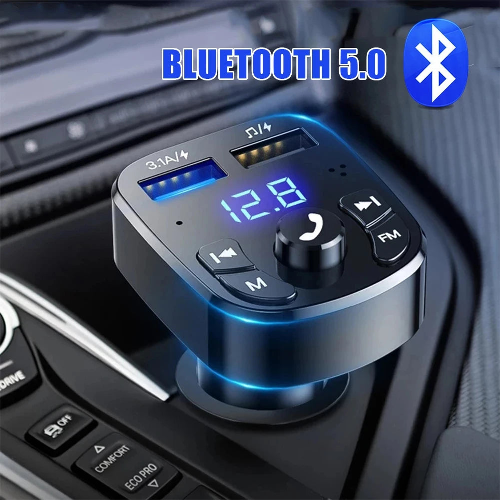 Car Kit Audio MP3 Modulator Car FM Transmitter Bluetooth 5.0 Handsfree 2.1A Player Audio Receiver 2 USB Fast Charger For iPhone