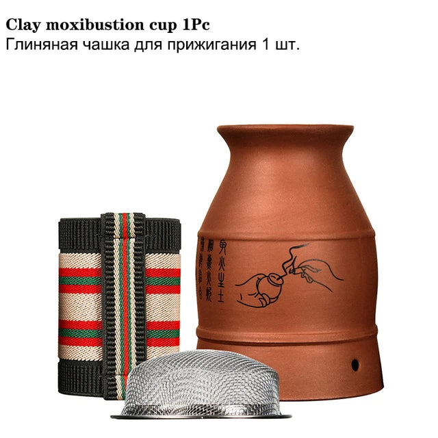 Ceramic Moxibustion Jar Muscle Relax Body Relaxation Moxa Therapy Warm Massager Clay Gua Sha Scraper Cup Natural Wormwood