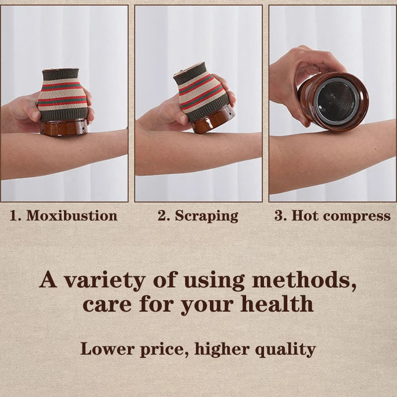 Ceramic Moxibustion Jar Muscle Relax Body Relaxation Moxa Therapy Warm Massager Clay Gua Sha Scraper Cup Natural Wormwood