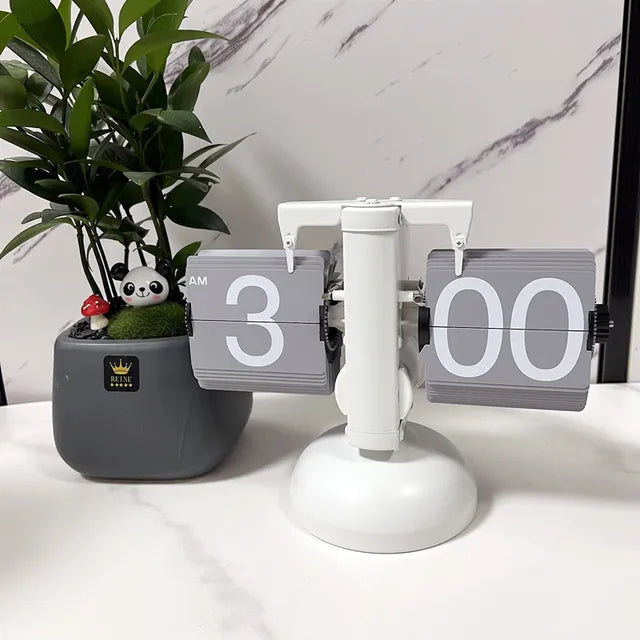 Creative Table Clock Desktop Clock European Creative Flip Down Page Desk Clocks Retro Flip Table Clock Mechanical Automatic Flip