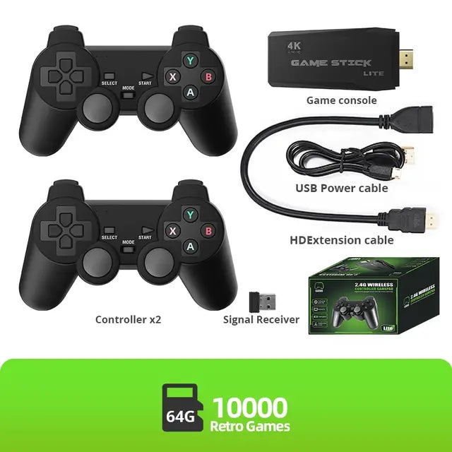 DATA FROG Retro Video Game Console 2.4G Wireless Console Game Stick 4k 10000 Games Portable Dendy Game Console for TV