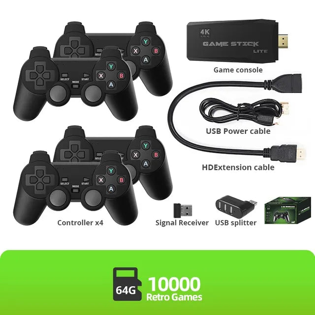 DATA FROG Retro Video Game Console 2.4G Wireless Console Game Stick 4k 10000 Games Portable Dendy Game Console for TV