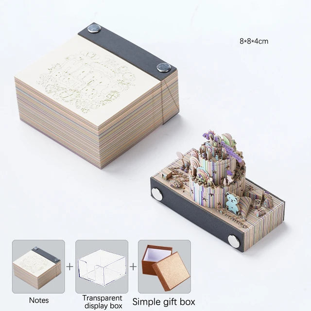 Desk Calendar,2024 Calendar Memo Pad,Creative Desk Calendar DIY Notes Notepad,3D Art Calendar Paper Carving Gift House Sculpture