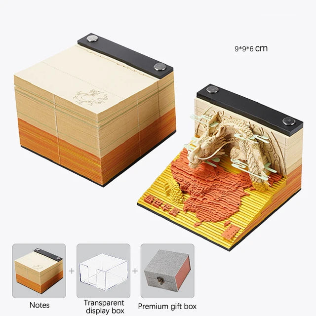 Desk Calendar,2024 Calendar Memo Pad,Creative Desk Calendar DIY Notes Notepad,3D Art Calendar Paper Carving Gift House Sculpture