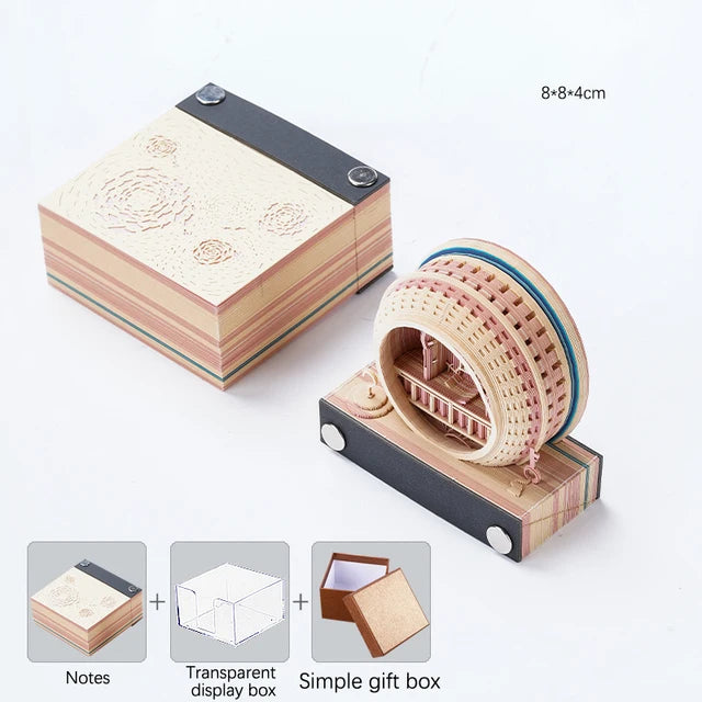 Desk Calendar,2024 Calendar Memo Pad,Creative Desk Calendar DIY Notes Notepad,3D Art Calendar Paper Carving Gift House Sculpture