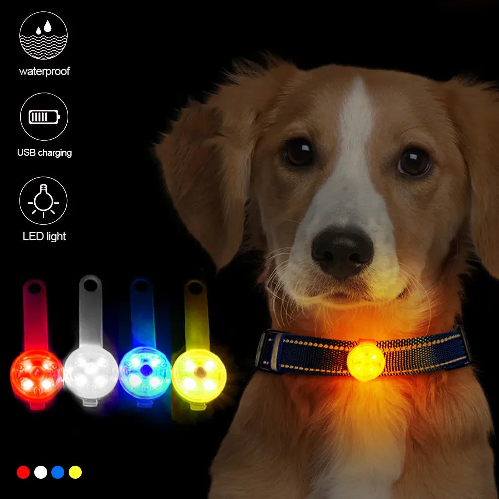 Dogs Collars Anti Loss Pendant Waterproof Safety LED Flashing Light USB Rechargeable LED Light Pendant For Dogs Cats Pets