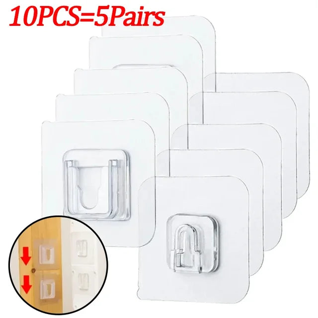 Double-Sided Adhesive Wall Hooks Hanger Strong Transparent Suction Cup Sucker Hooks Kitchen Bathroom Storage Plug Socket Holders