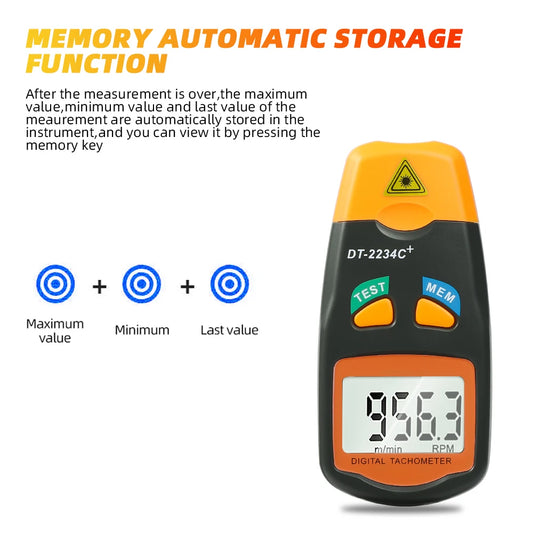 Dt2234C+ Handheld Lcd Digital Mini Non-Contact Laser Photo Tachometer with Bag Rpm Speed Measurement Meter Speedometer Tool