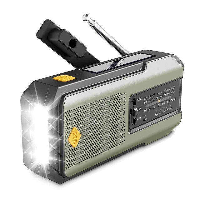 Emergency NOAA Weather Radio,Portable Hand Crank Radio,Solar Powered,AM/FM,SOS Alarm,Flashlight 2000mAh Rechargeable Power Bank