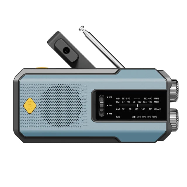 Emergency NOAA Weather Radio,Portable Hand Crank Radio,Solar Powered,AM/FM,SOS Alarm,Flashlight 2000mAh Rechargeable Power Bank