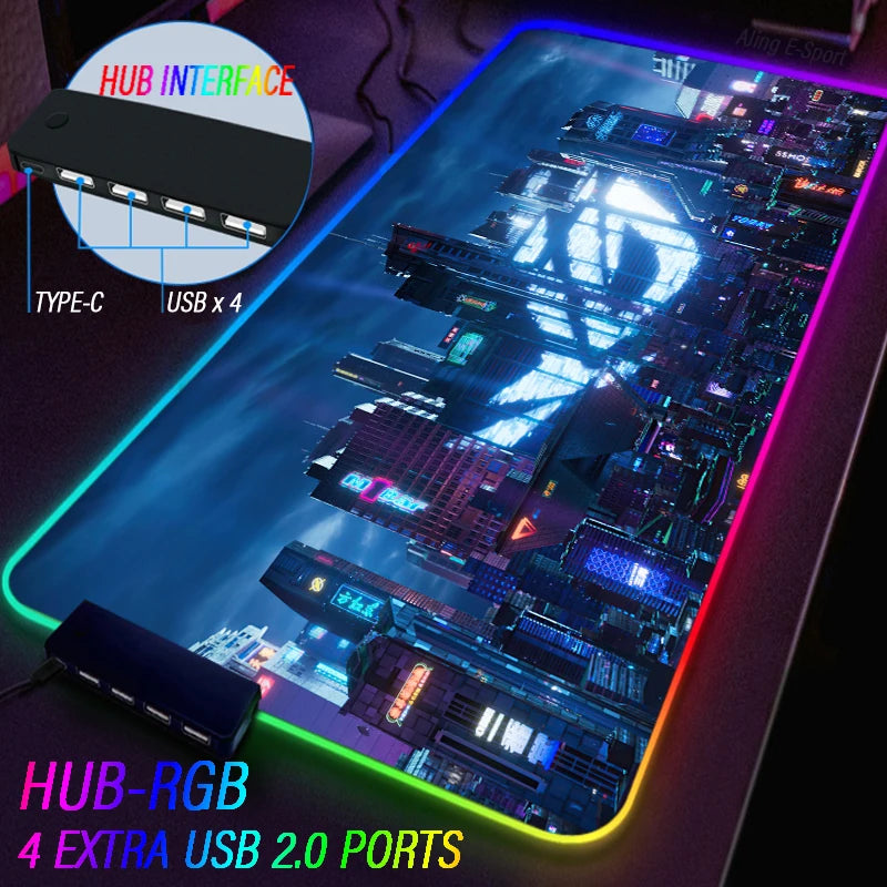 Extension Republic of Gamers Mouse Pad ROG Desk Rug Rigid Carpet Non-Slip RGB Backlight Luminous 4 USB Type C HUB Custom Mat