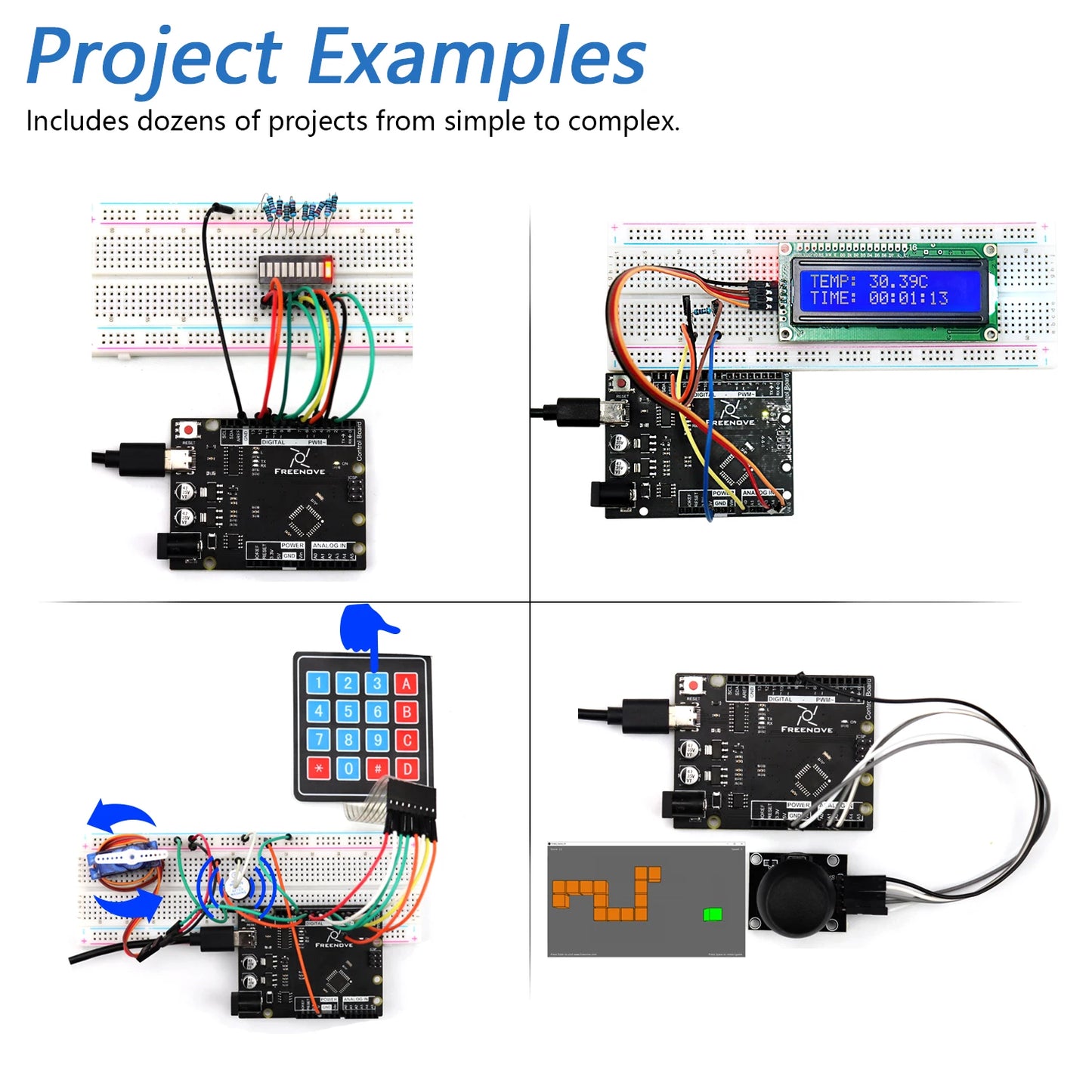 Freenove Ultimate Starter Kit for Arduino UNO R3 V4, 274-Page Detailed Tutorial, 217 Items, 51 Projects