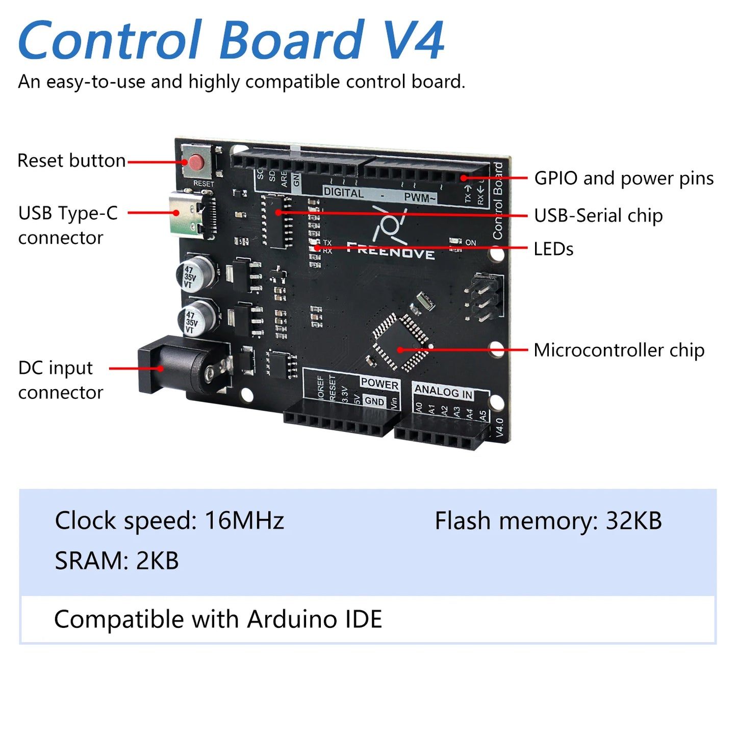 Freenove Ultimate Starter Kit for Arduino UNO R3 V4, 274-Page Detailed Tutorial, 217 Items, 51 Projects